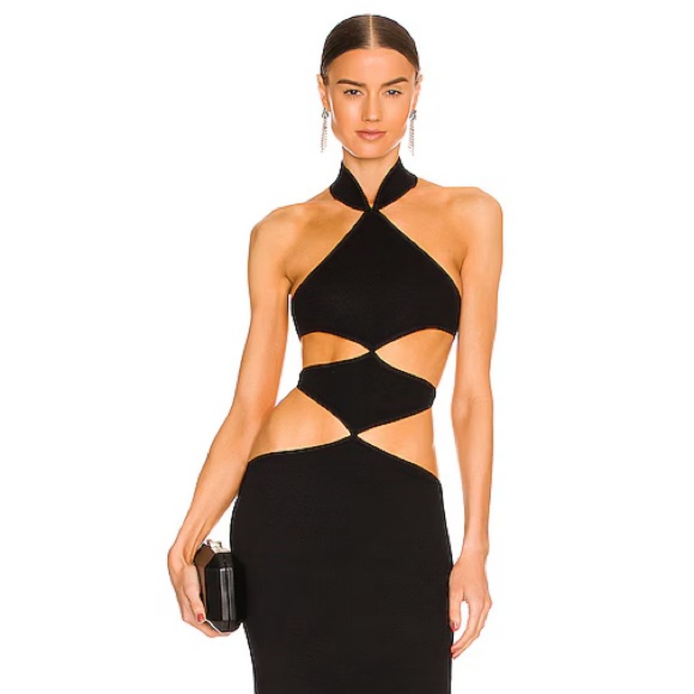 Sau Lee Selma cut out maxi dress size 2 black